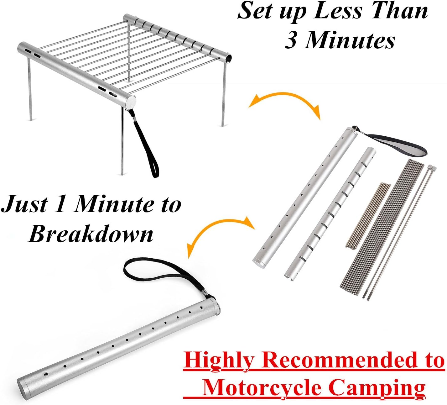 NASHRIO Portable Camping Grill, Folding Compact Stainless Steel Charcoal Barbeque Grill for Picnics, Backpacking, Backyards, Survival