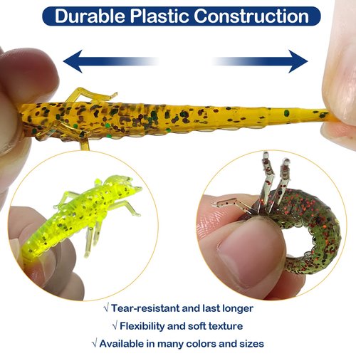 Eupheng 50PCS Insect Bait Kit, 2 inch Lifelike Big Jawed Water Bug Soft Plastic Fishing Lures Diving Bugs Swim Bait for Bass Trout Perch Crappie Bluegill
