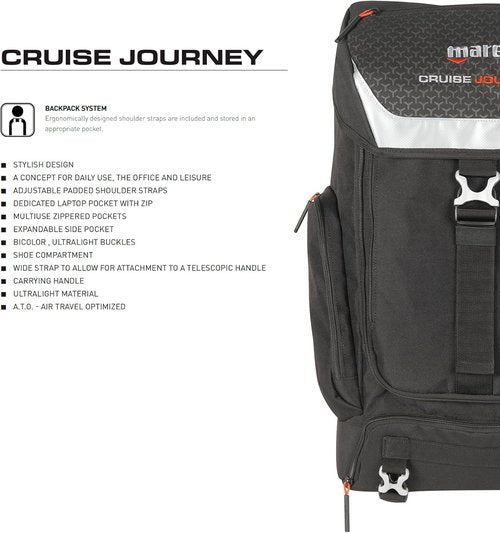 Mares Cruise Journey Backpack, Casual Air Traveling Diving Equipment Gear Bag w/Padded Shoulder Straps, 35-Liter Capacity