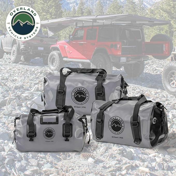 Overland Vehicle Systems Portable Dry Storage Bags (58 Quart Capacity) - Premium 1000D Construction - IPX6 Rated Waterproof Dry Bag - Heavy Duty Buckles with Robust Nylon Straps