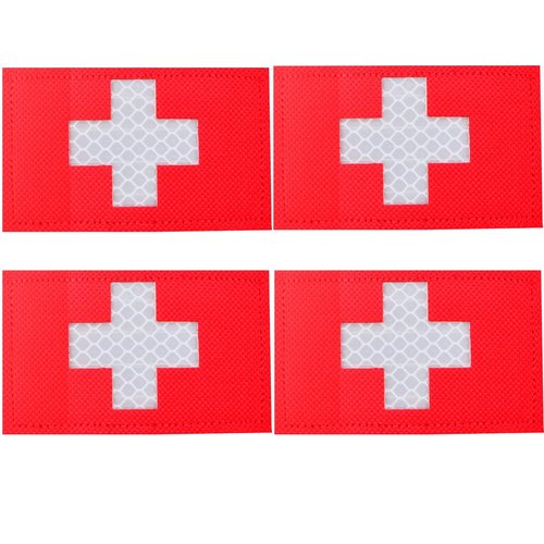 FORWOMLM 4pcs IR Reflective Red Cross Medic Patches Infrared EMS EMT Tactical Military Armband Hook and Loop First Aid Morale Patches for IFAK EDC Bag Plate Carrier Backpacks