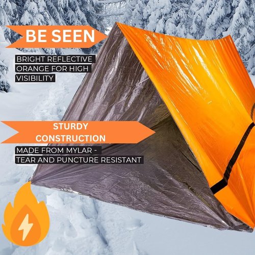 Emergency Sleeping Bags 2 Pack for Survival. Emergency Thermal Blanket Survival Gear Bivy Sack. Survival Bag. Emergency Go Bag Supplies. Cold Weather Protection from Exposure