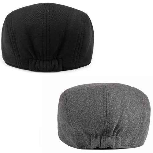 2 Pcs Mens Womens Black Dark Gray Newsboy Flat Cap Beret Hat Ivy Irish Gatsby Driving Cabbie Hat
