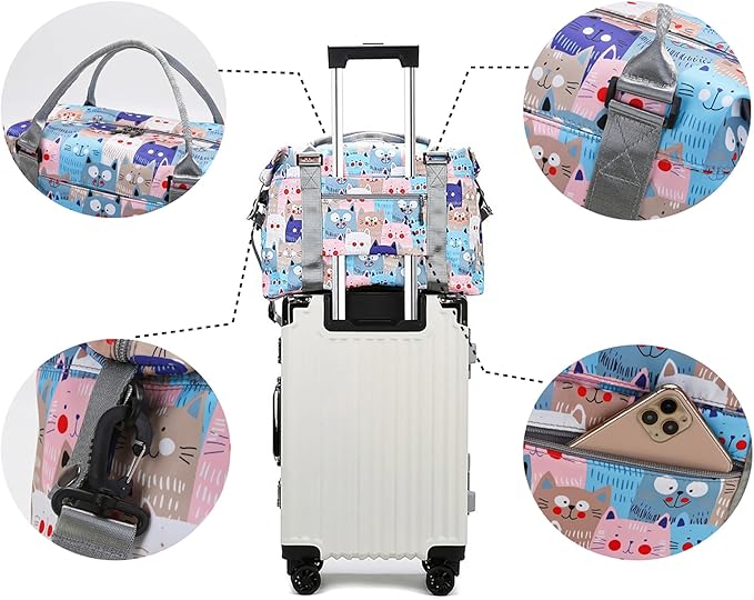 Travel Duffle Bag Weekender Overnight Bag Gym Tote with Dry and Wet Separated Pocket for Women Girls Shoulder Workout Duffel Bag Water Resistant (cute panda)