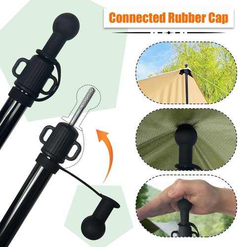 Car Tailgate Tarp & Tarp Poles, AYAMAYA 14 x 16 FT Extra Large Car Tent Tarp, Telescoping Camping Tent Poles Replacement