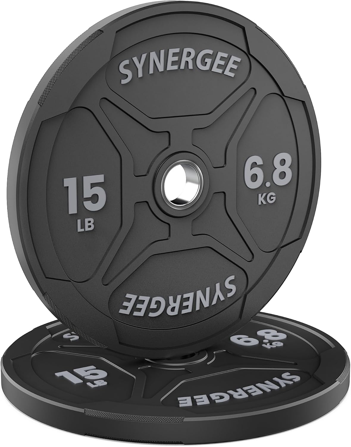 Synergee Bumper Plates – Durable Olympic Weight Plates, Low-Bounce Rubber for Strength Training, Powerlifting, and Functional Workouts.