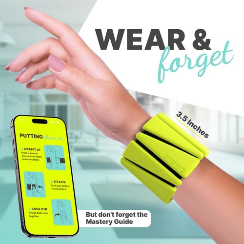 Wrist and Ankle Weights 2 lbs Each for Women - Adjustable Wrist Weights 2 lbs Each Perfect for Pilates, Walking and Yoga - Weighted Bangles for Legs and Arms - Wearable Weighted Bracelet for Women