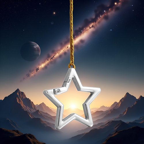 Silver Star Shaped Stainless Steel Keychain Clip Carabiner Snap Hook Holder Star Carabiner Key Holder with Key Chain Rings