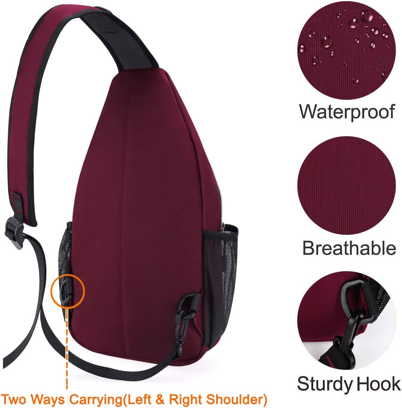 MOSISO Rope Sling Backpack (Up to 13 inch), Multipurpose Crossbody Chest One Shoulder Outdoor Travel Hiking Daypack, Black