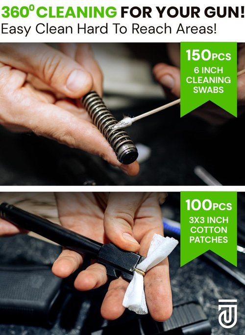 Gun Cleaning Supplies Kit 13 in 1 Universal Gun Cleaning Kit Incl. 1.69oz Clp Gun Cleaning Oil, Gun Cleaning Patches, 6-inch Gun Cleaning Swabs, Double Head Gun Cleaning Brush, Finishing Gun Cloth