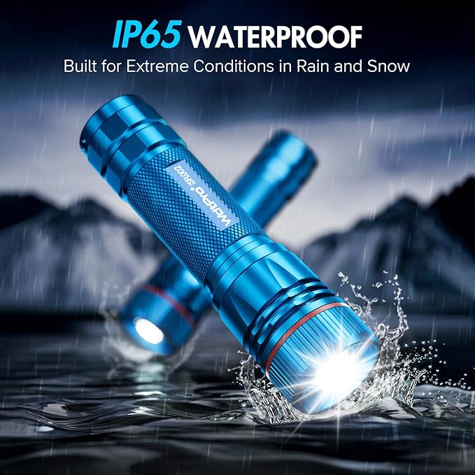 WdtPro Rechargeable Flashlights High Lumens, 1 Pack Super Bright LED Small Tactical EDC Flashlight with 10H Runtime, Portable Flash light for Camping, Home, Emergency Essentials Blue(Battery Included)