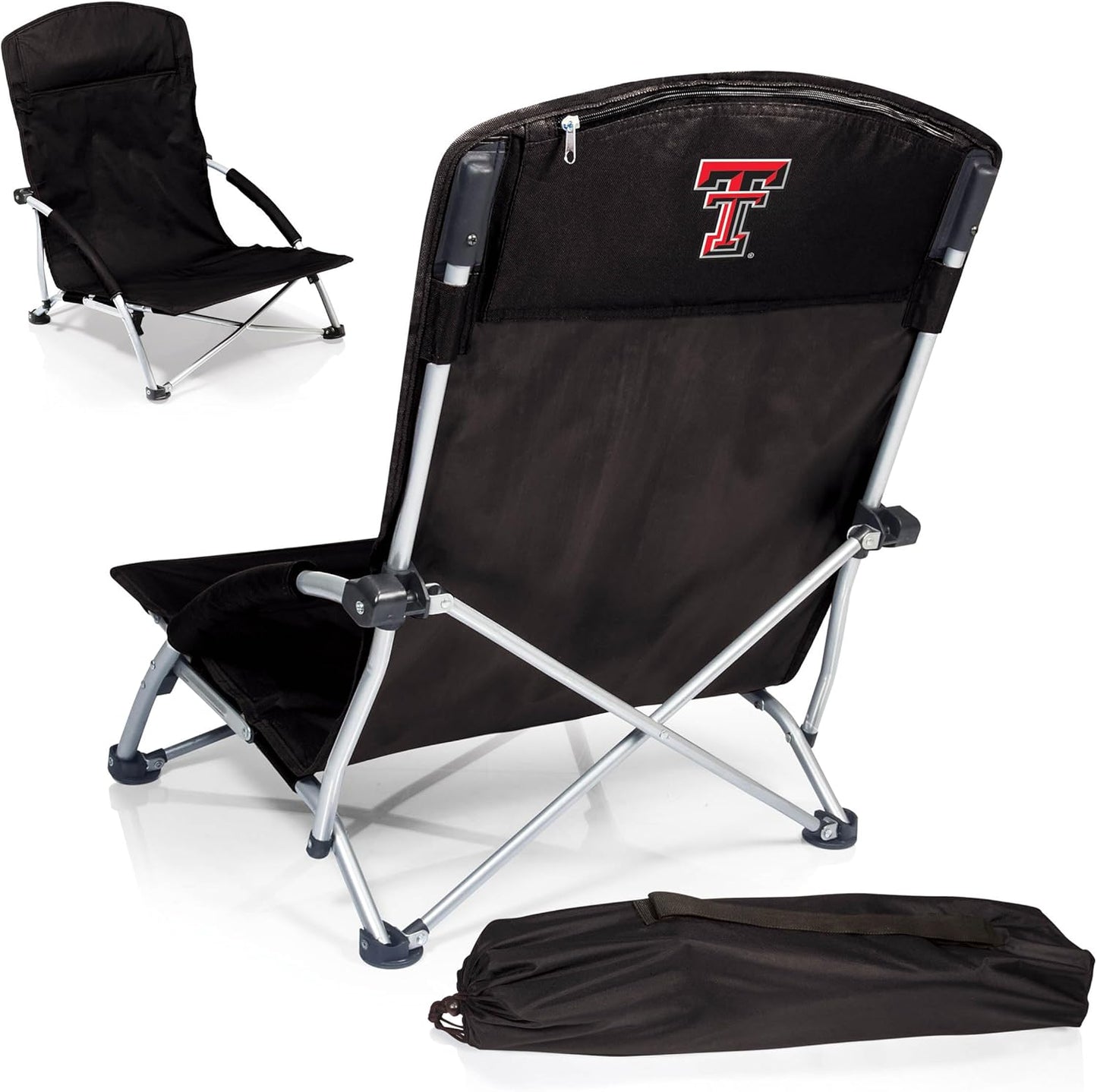 PICNIC TIME NCAA Tranquility Beach Chair with Carry Bag - Low Beach Chair for Adults - Low Lawn Chair