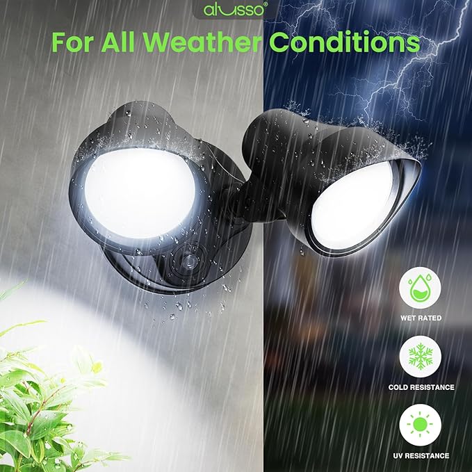 ALUSSO® Dusk to Dawn Outdoor Lighting, 25W 2000LM Dusk Till Dawn Outdoor Light, 3000K/4000K/6000K 3CCT IP65 Security Lights ETL Listed Dusk to Dawn Hardwired for House Garage Yard Walkway Black 2 Pack
