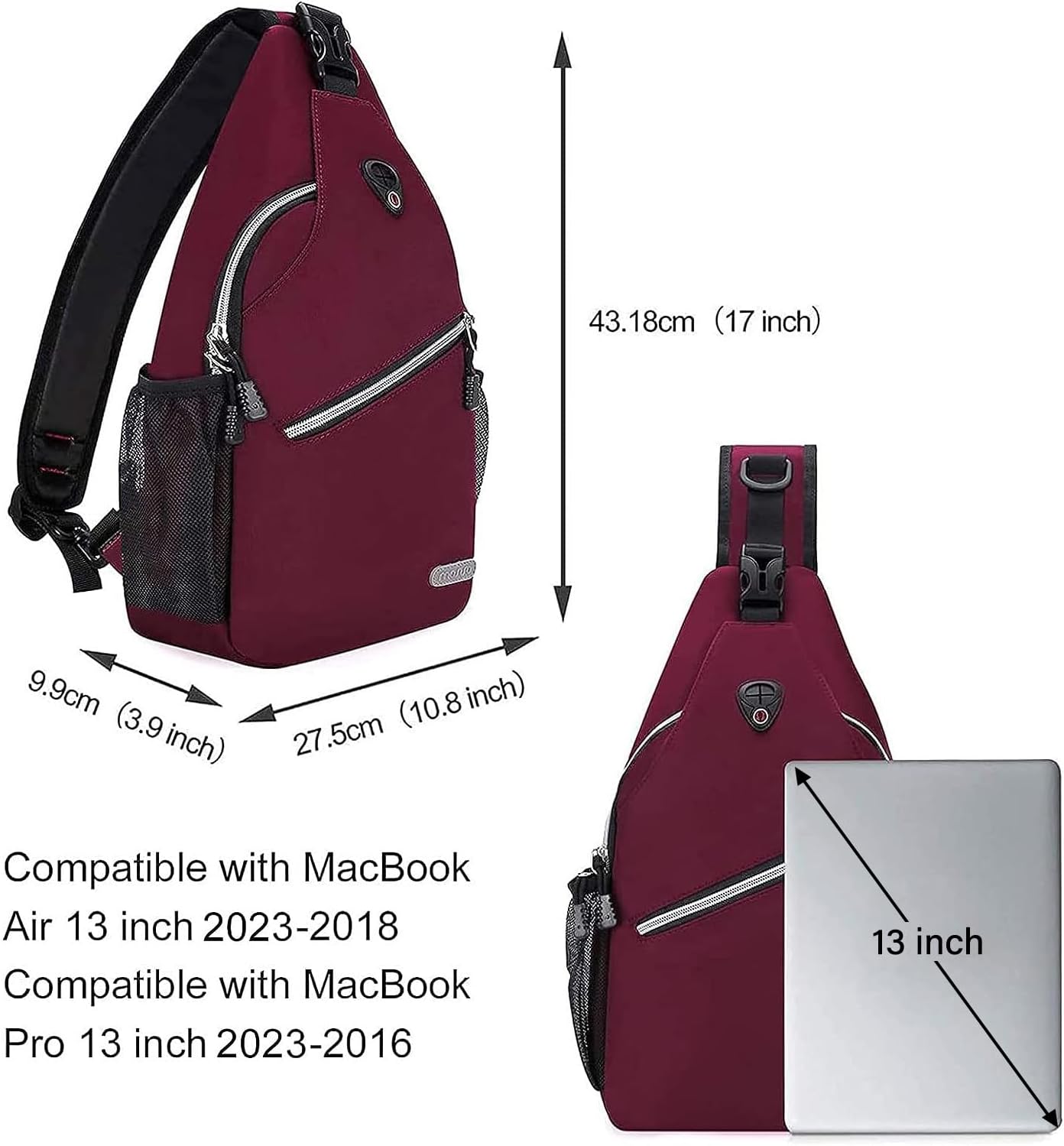 MOSISO Rope Sling Backpack (Up to 13 inch), Multipurpose Crossbody Chest One Shoulder Outdoor Travel Hiking Daypack, Black