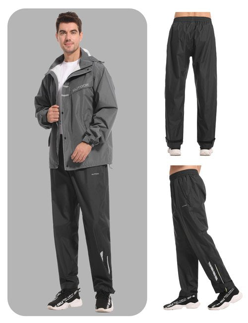 KUTOOK Waterproof Rain Pants Men Outdoor Pantalón Impermeable para Hombre Breathable Pants Work Motorcycle Hiking Fishing,Black Green L