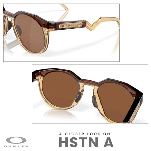 OAKLEY HSTN A 009242A 924207 52MM Dark Amber/Light Curry/Prizm Tungsten Round Low Bridge Fit Sunglasses for Men for Women+ Bundle Accessory Leash Kit, Microfiber Pouch