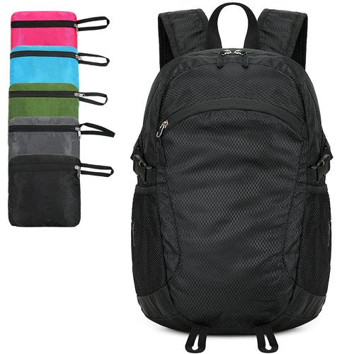 SFIUYDS Small Hiking Daypack,15L Water-Resistant Hiking Backpack Packable Lightweight Travel Day Pack for Women Men (Black, Small)