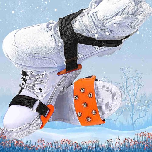 One Fit All Ice Cleats, Quick Slip On Traction for Shoes and Boots Sizes 3.5-10.5, Everyday Use Mid-Sole Ice and Snow Grips with Add On Straps, Ideal for Men Women and Kids Hiking Walking Commuting