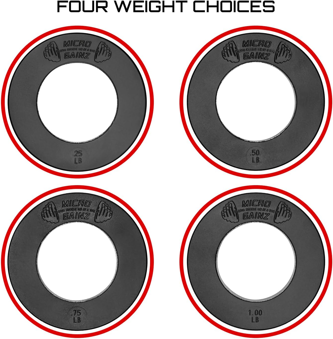 Micro Gainz Calibrated Fractional Weight Plates Set, 8 Piece Olympic Weight Plates Set with Bag, Designed for Olympic Barbells for Strength Training and Micro Loading, Made in USA