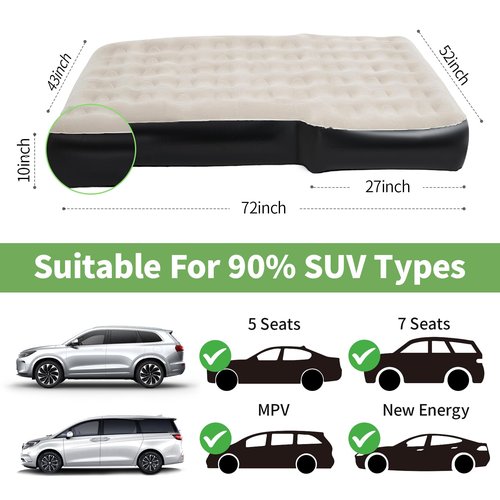 FORITRUE Durable Thickened 300D Oxford Car Camping Mattress, 6inch SUV Air Mattress, Car Air Mattress for Camping with External Pump Pillows Carry Bag Grey