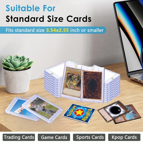 SAMYUCHO 100ct Magnetic Card Holder, 35pt Magnetic Card Holders for Trading Cards Display Case Protectors Sleeves Hard Plastic Cover for Sports Game Cards