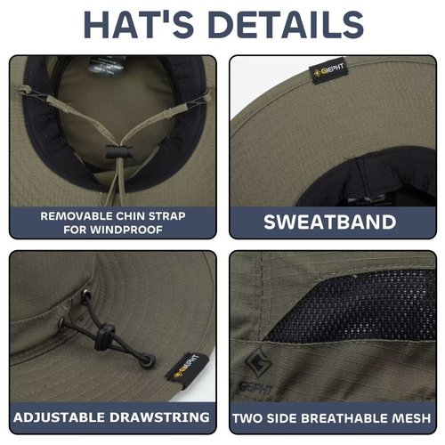 G GIEPHT Fishing Hat for Mens Women Sun Hat Wide Brim Bucket Hat SPF UV Protection XXL XXXL Large Size Big Head Tall Oversized Mesh Breathable Vented Summer Beach Hiking Safari Golf Outdoor Gardening