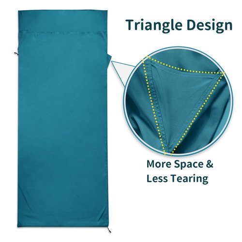 Sleeping Bag Liner,14oz Ultralight Self Tan Sleep Sack with 2 Way Zipper, Expose Feet Separately, Adult Sleep Sack & Travel Sheets for Camping, Hiking, Traveling Backpacking,Hotel (Blue)