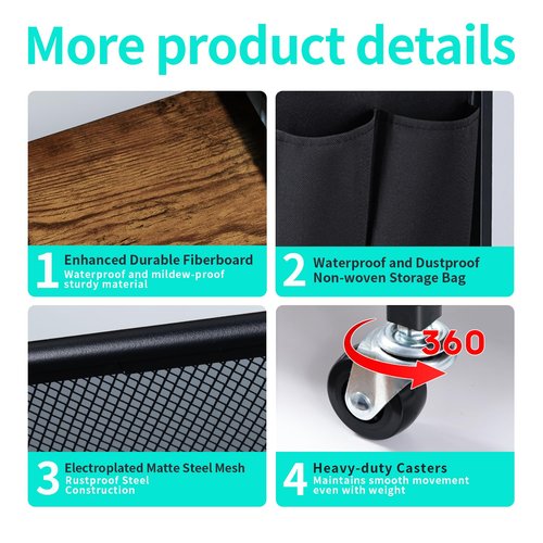 HapiRm Fishing Rod Holder for Garage - 360° Rotating Fishing Pole Rack with Wheels, Storage Organizer Cart for 12 Rods & Tackle Boxes - Space-Saving Fishing Rod Storage Stand for Men’s Fishing Gear