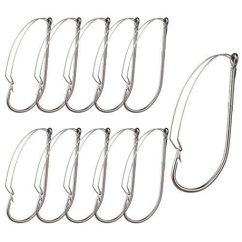 10 Pcs Weedless Wacky Rig Hooks Bass Fishing Hooks for Wacky Rigging Worm Lure Long Neck Hooks Anti-Hanging Bottom Mouthguard Fish Hook for Wacky Rigging Worm Lure 2/0