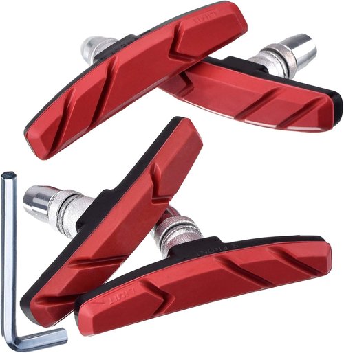 Hotop 2 Pairs V Bike Brake Pads with Hex Nuts and Spacers V Bicycle Brake Blocks Set 70 mm