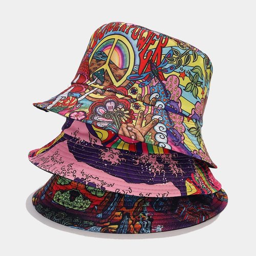 Quanhaigou Bucket Hat for Men Women,Packable Reversible Printed Sun Hats,Fisherman Outdoor Summer Travel Hiking Beach Caps (Mushroom Floral)