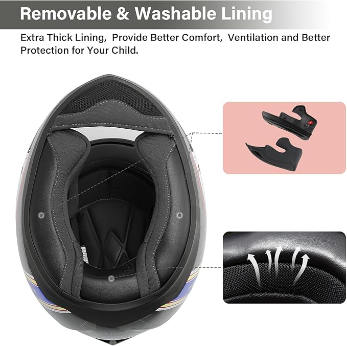TCT-MOTORPARTS DOT Youth Kids Motocross Helmet ATV Full Face Helmets for Offroad Street Dirt Bike Go-Kart BMX MX Gray Shark Mouth Medium