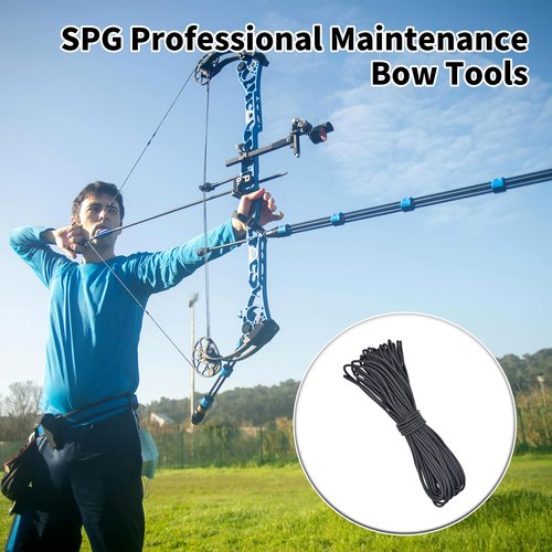 SPG 59ft D Loop Material - Tear and Durable - Archery D Loop String for Compound Bow Withstand 200lbs Bow Release D Loop String with Bow String Wax Bowstring Maintenance Tools