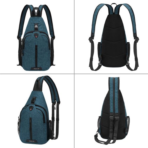 MOSISO Sling Backpack Travel Hiking Daypack, Double Layer Crossbody Sling Bag Convertible Backpack with Front Vertical Pocket, Teal Green