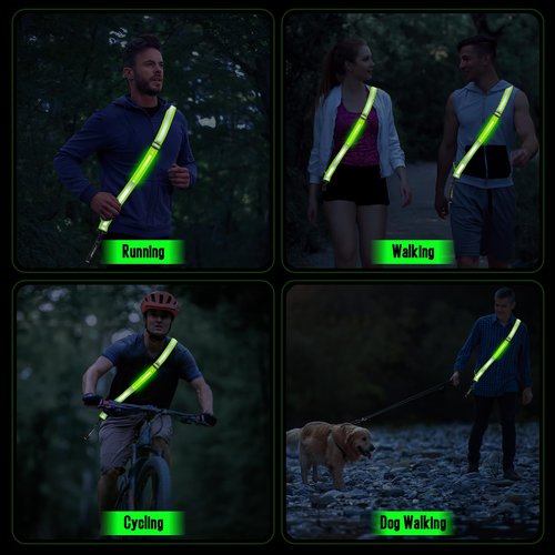 Coorattyes Reflective Belt Sash,LED Reflective Belt,Reflective Sash for Walking at Night,Adjustable Night Walking Safety Gear for Running Jogging Cycling Walking