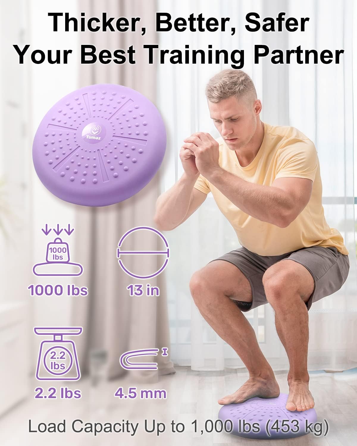 Tumaz Wobble Cushion - Wiggle Seat to Improve Sitting Posture & Stay Focused for Sensory Kids, Balance Disc to Core Strength & Flexible Seating [Extra Thick Balance Board, Pump Included Wobble Board]