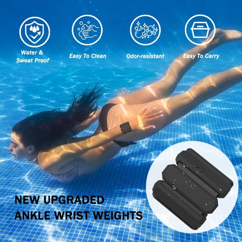 Wrist & Ankle Weights for Women Men, Adjustable Arm & Leg Weights Set of 2(1Lbs Each), Wearable Weighted Bracelet for Yoga, Pilates, Dance, Swimming, Running, Cardio, Gym Workouts (Black)
