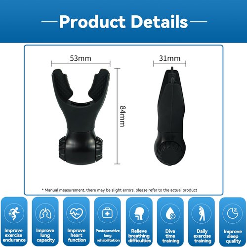 Oxyflow Exercise Trainer, Portable Respiratory Muscle Trainer with Adjustable Resistance, Exercise Device, Run Breathing Trainer, Muscle Trainer Exercise Device with Variable Settings (Night Black)