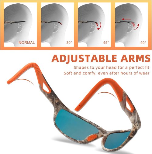Camo Polarized Wrap-around Sport Sunglasses for Men Women UV400 Driving Fishing Hunting Sun Glasses