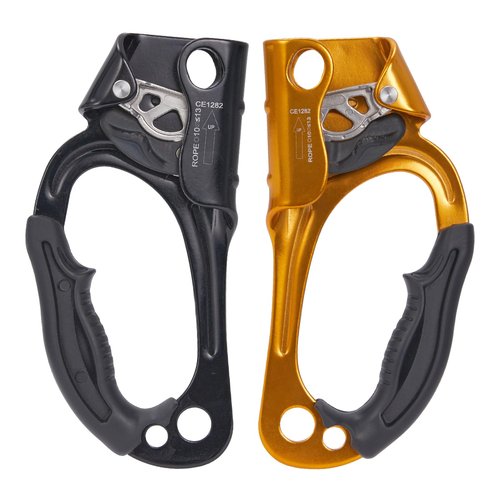 SOB Hand Ascender Left and Right, Rock Climbing Tree Arborist Rappelling Gear Equipment Rope Clamp for 10~13MM Rope (Left Black+Right Orange)