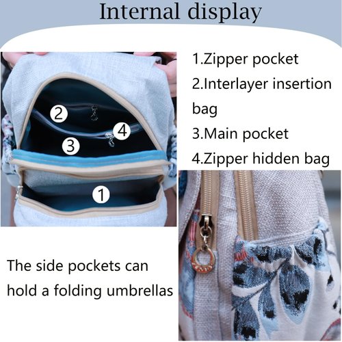 Ladies small backpack wallet, beautiful flowers summer fashion canvas leisure day ladies mini backpack, Beige
