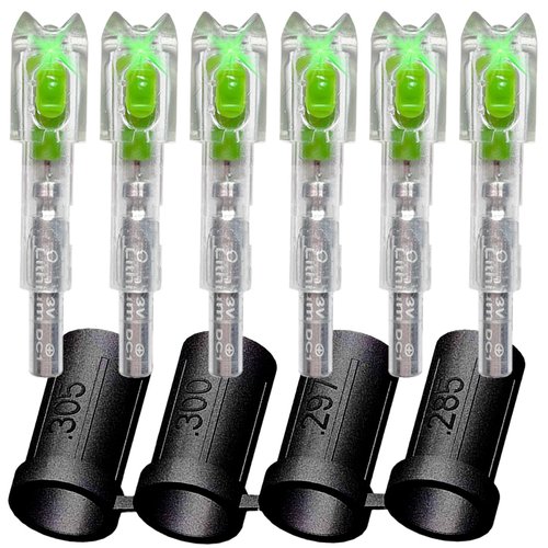 sntxmy 6-Pack Crossbow Lighted Nocks Lights Up Automatically with 4 Sizes (.285/.297/.300/.305”) Bushings.