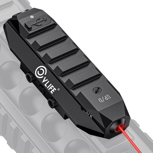 CVLIFE Laser Sight for Rifle, Low Profile Tactical Rechargeable Picatinny Rifle Laser Sight with Strobe Mode (Red Laser)