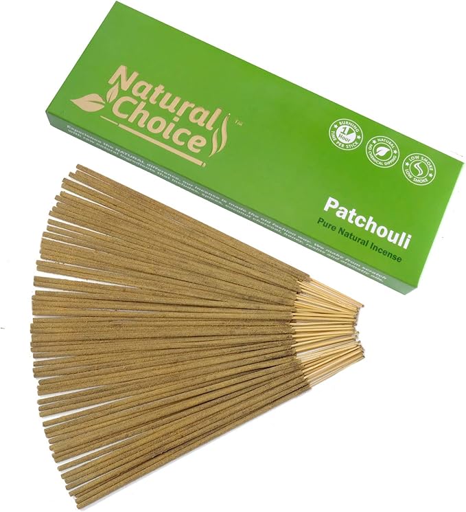 Patchouli Incense Sticks 100 Grams, Low Smoke Traditional Incense Sticks Made from Scratch, Never Dipped (Patchouli, Single Pack)