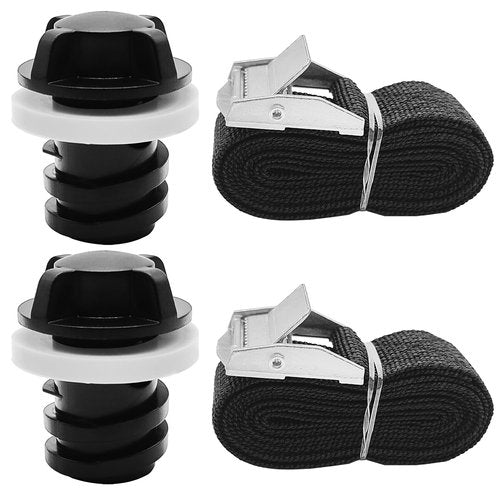 XYQMLY Universal Cooler Drain Plug Kit, 2 Pcs Heavy-Duty Drain Plugs + 2 Pack Cooler Tie Downs Straps, Secure Seal Replacement for Hard-Sided Ice Chests and Coolers