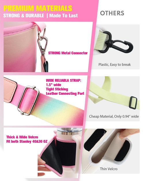 TOVICE Stanley Cup Holder with Strap, Crossbody Strap for Stanley 40oz & 30oz /Hydroflask/Simple Modern, Glitter Sequin Coin Purse, Pink Stanley Cup Accessories, Fits Most 32-40oz Bottles