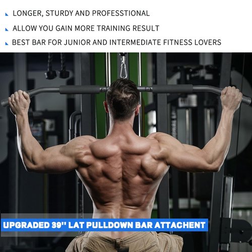 Rotating Lat Pull Down Bar 39.4'' Lat Pulldown Attachments for Pulley System Gym Cable Machine LAT Pull Down Machine, Lat Pulldown Bar Cable Machine Attachment Cable Attachments for Gym