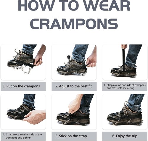 Non-Slip Gripper Spikes for Shoes and Boots - 26 Stainless Steel Spikes for Superior Traction on Ice and Snow - Shoe Talons Anti-Slip Design for Safe Walking, Jogging, Climbing, and Hiking (X-Large)