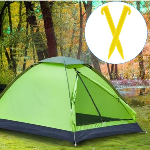 Moicstiy12 Pack Plastic Tent Stakes, 5.7 Inch Yellow Durable Garden Landscape Stakes Tent Spikes for Camping, Gardening, Outdoor Beach