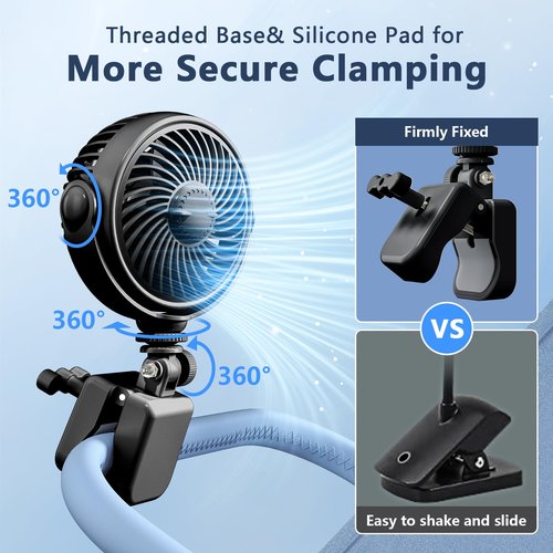 Nauttxon Rechargeable Peloton Bike Fan with Cotton Pads for Fragrance Drops, Clip Portable Battery Operated Fan for Treadmill Stationary Bike Exercise Stroller-Peloton Accessories-Black